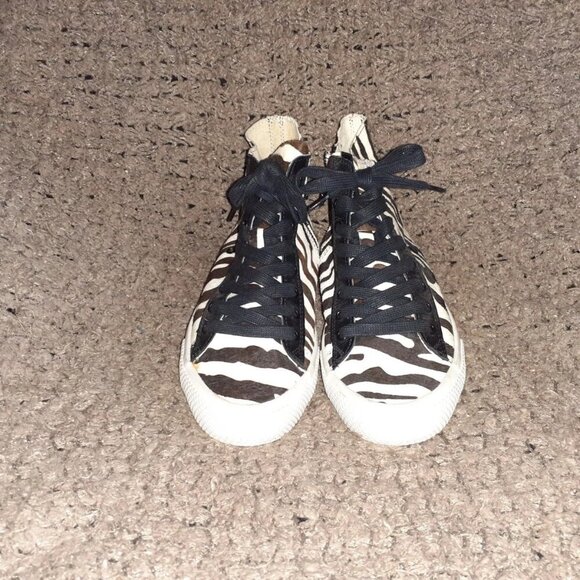 RACHEL ZOE-BARRET-Zebra Pattern Calf Hair Hi-Top Sneaker-Side Zip-Sz 7-Excellent - Picture 3 of 7